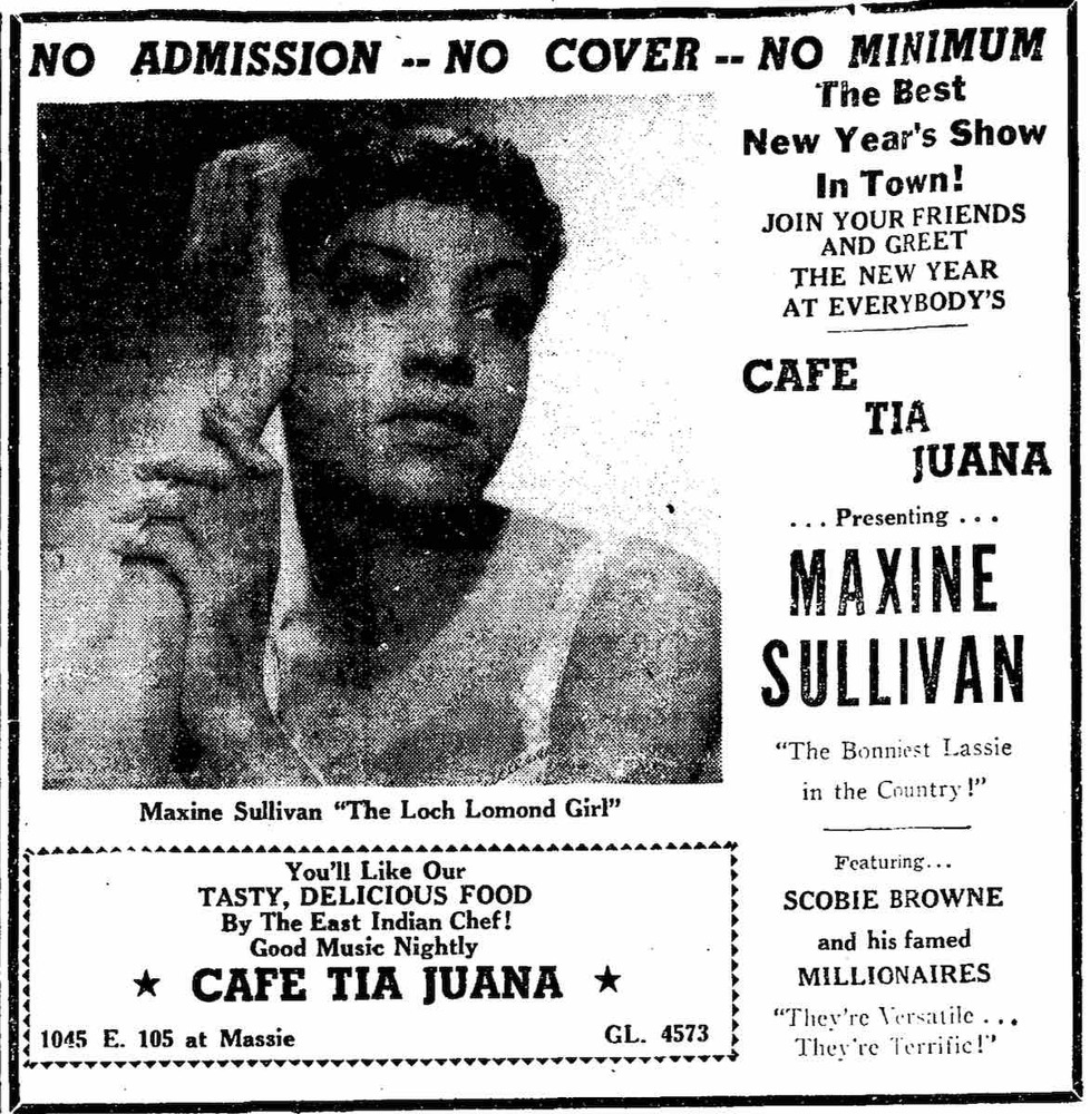 Presenting Maxine Sullivan at Cafe Tia Juana!