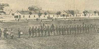 Soldiers March and Play Baseball