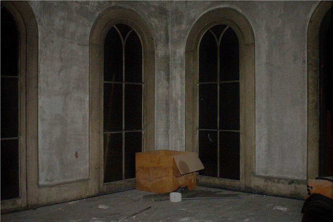 Inside Belvedere roof covered by Mansard roof addition