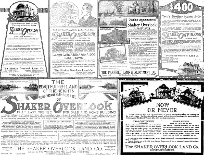 Shaker Overlook Ads, 1916-1920