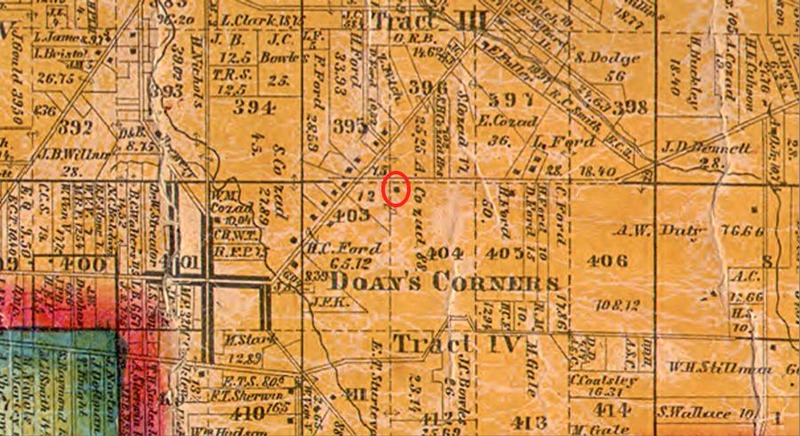 Map Showing Location of Cozad Residence, 1858