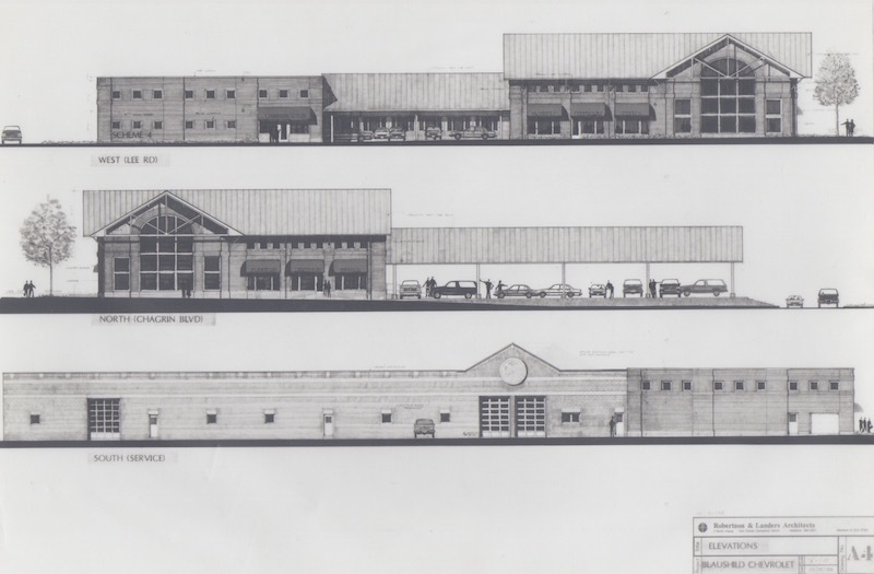 Architect's Rendering of Blaushild Chevrolet-Peugeot Dealership,
