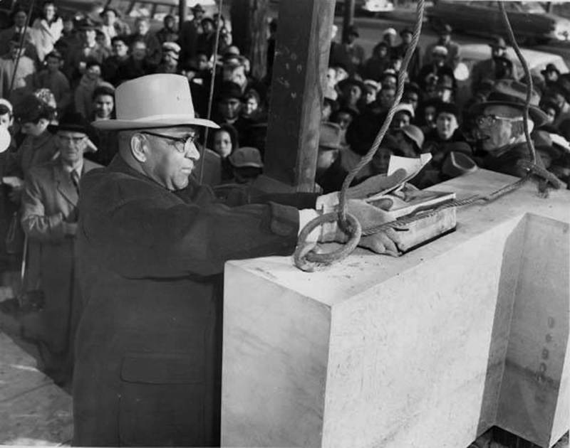 Walker Laying Cornerstone at Glenville YMCA