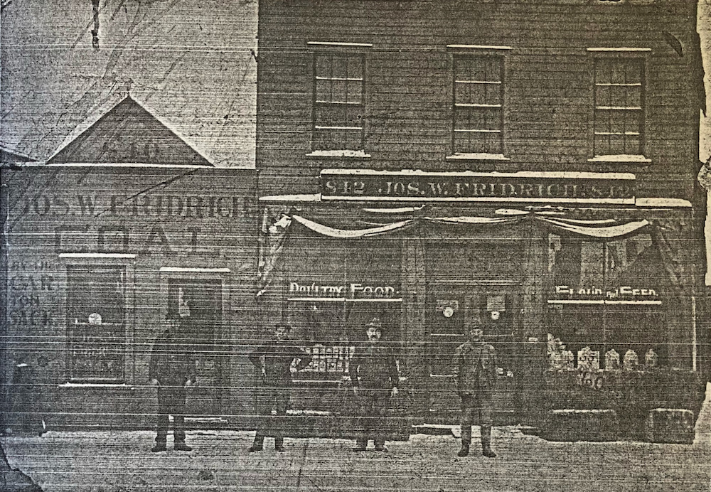Joseph W. Fridrich's Coal and Flour & Feed businesses at 840 (3817) and 842 (3821) Lorain Street (Avenue)