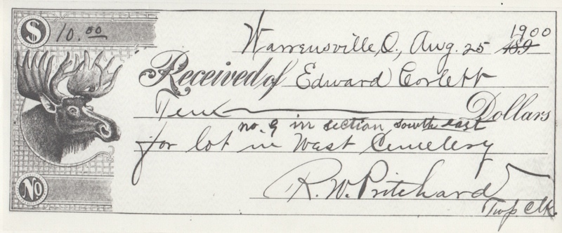 Cemetery Lot Receipt, 1900