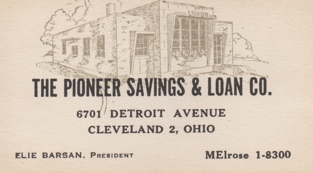 Pioneer Savings & Loan Business Card, c. 1951