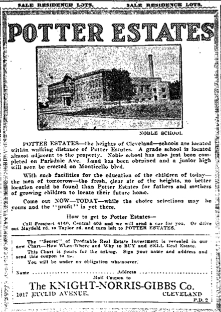 Potter Estates, 1923 Ad