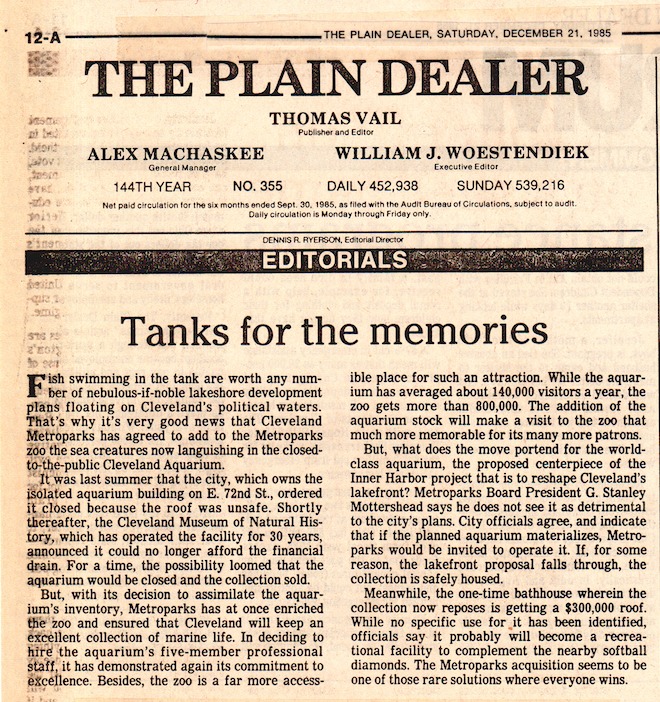 The Fate of the Cleveland Aquarium