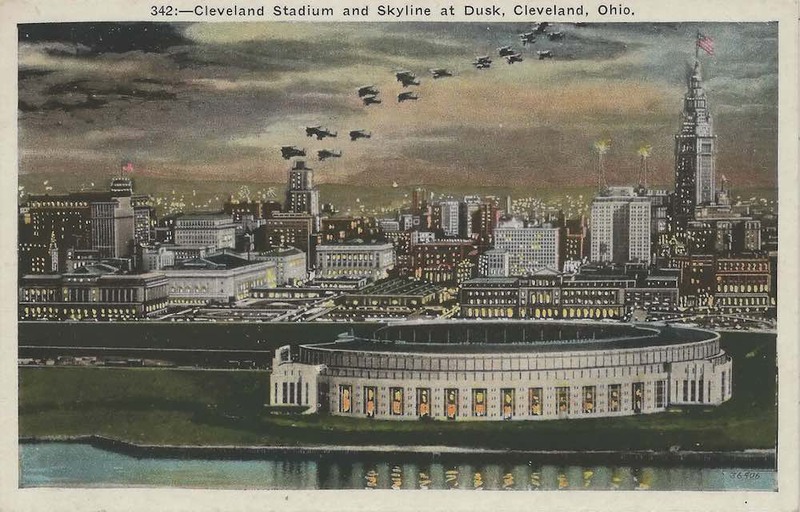 Cleveland Municipal Stadium and Skyline, 1930s