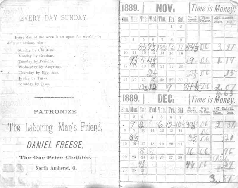 Pay Book, 1889