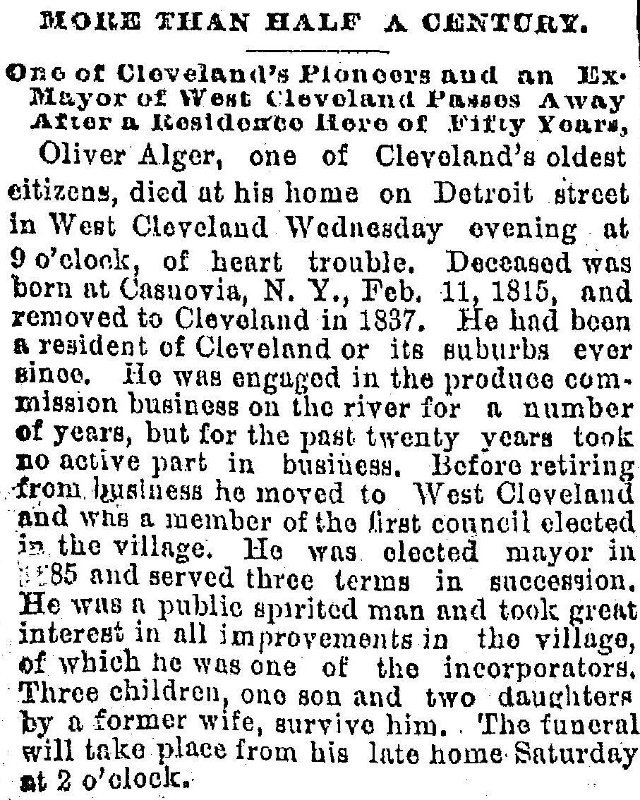 Death of a Cleveland Pioneer