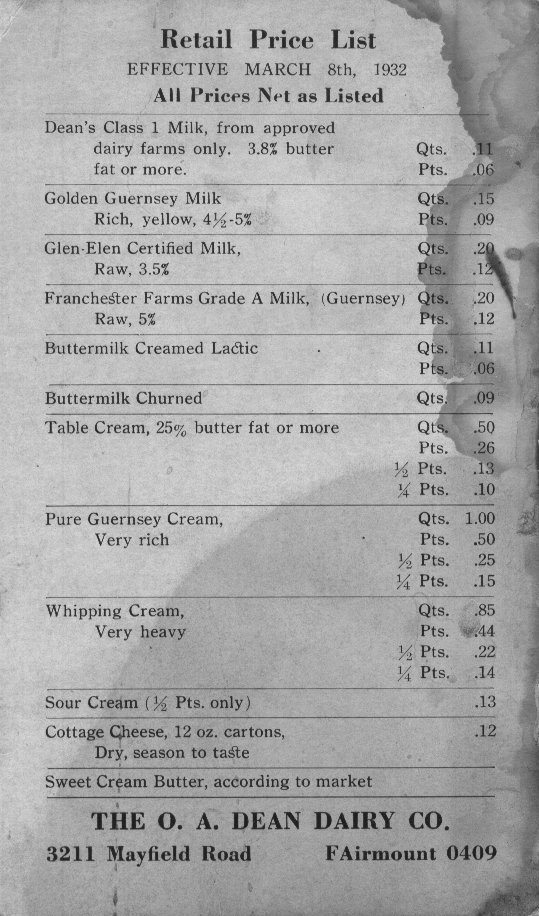 Price List, 1932