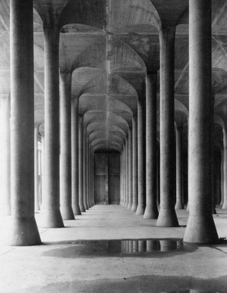 Interior View of Baldwin Reservoir's Massive Columns