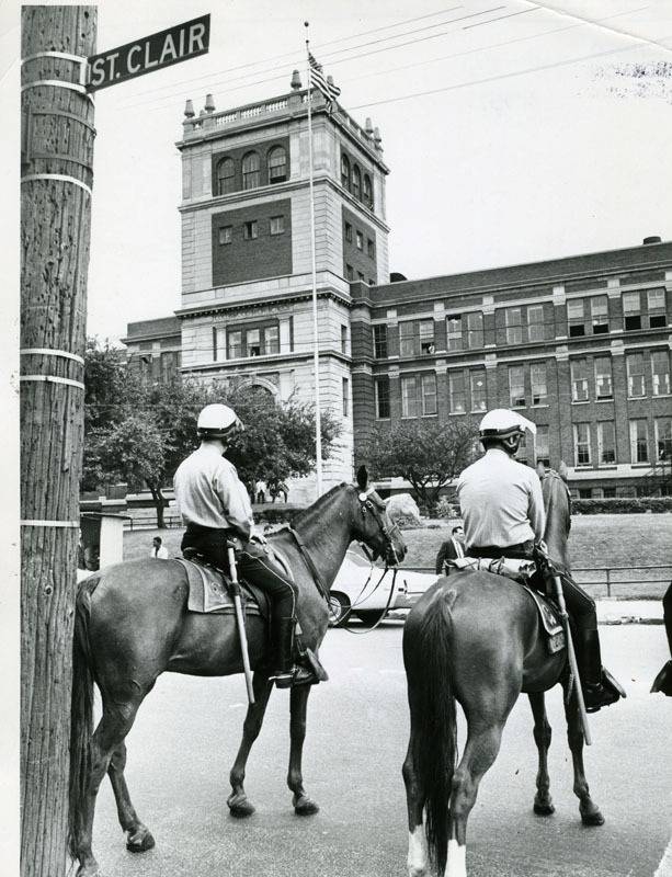 Mounted Policemen Keep Close