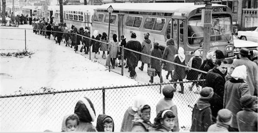 Hazeldell Relay Students Board Buses