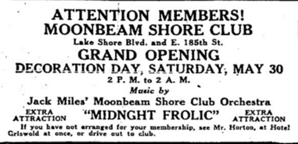 Moonbeam Shore Club Advertisement