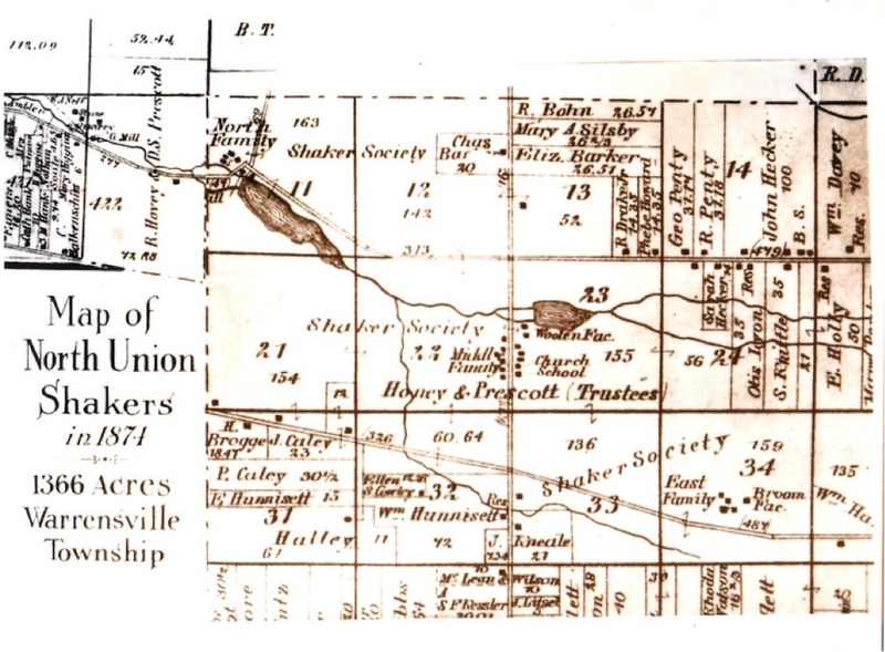 1874 Map of North Union Shaker Settlement