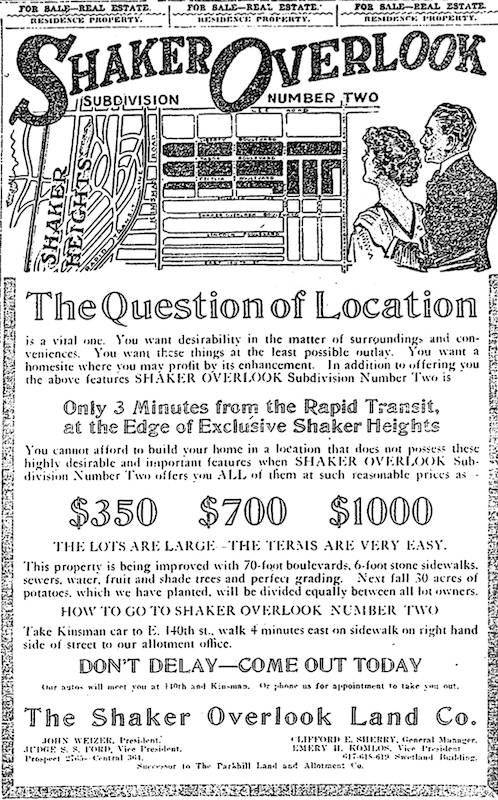 Shaker Overlook Subdivision Two, 1917