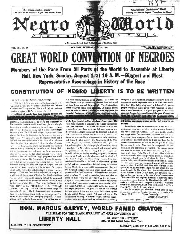 <em>Negro World</em> Newspaper