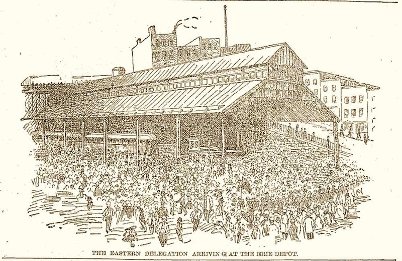 Arrival of Eastern Delegates at Erie Depot, 1895