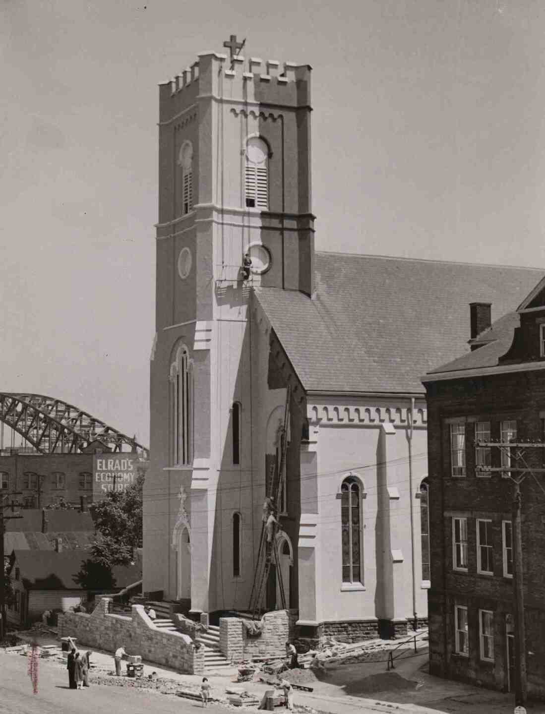 Construction at the original St. Malachi Church, 1942